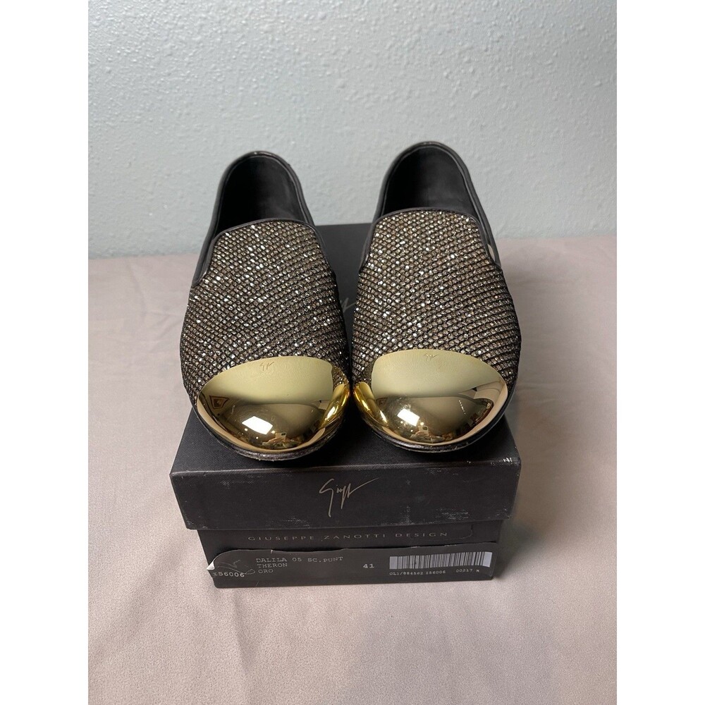 Giuseppe Zanotti Black and Gold Loafer Flat Size 41 US Size 11